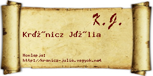 Kránicz Júlia névjegykártya